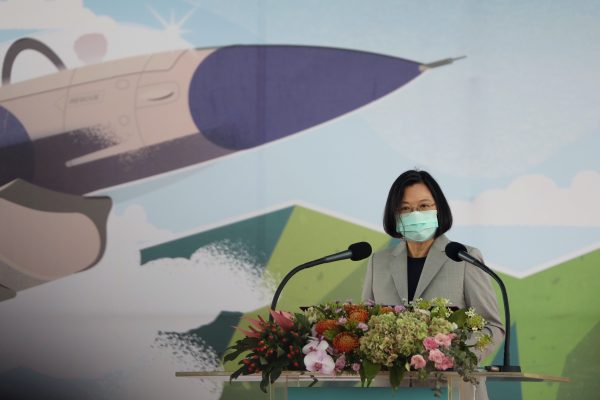 Taiwan President Tsai Ing-wen attends an inauguration ceremony of a maintenance centre for F-16 fighter jets, in Taichung, Taiwan, 28 August, 2020 (Reuters/Ann Wang).