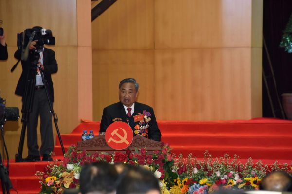 Politburo member of the Lao People’s Revolutionary Party, Head of the Party's Organizing Committee Chansi Phosikham speaks at the opening ceremony of the 11th National Congress of the Lao People’s Revolutionary Party in Vientiane, Laos, 13 January 2021 (Photo: Reuters/Laos Communist Party/Handout).