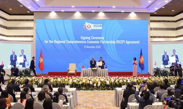 Signing ceremony of the Regional Comprehensive Economic Association (RCEP) on 15 November 2020.