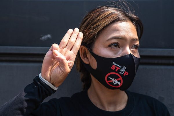 A protester makes a three-finger salute in a demonstration condemning the Myanmar Military Coup in Seoul, South Korea. Myanmar's military detained State Counsellor of Myanmar Aung San Suu Kyi on February 01, 2021 and declared a state of emergency while seizing the power in the country for a year after losing the election against the National League for Democracy (NLD). (Photo: Reuters/ Simon Shin).