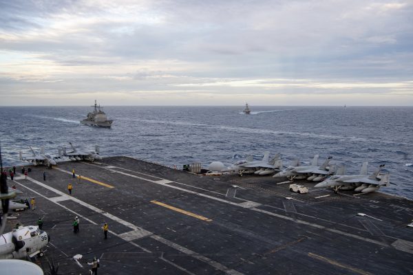 Two US Navy aircraft carrier strike groups began operations in the disputed waters of the South China Sea on 9 February 2021, the latest show of naval capabilities by the Biden administration as it pledges to stand firm against Chinese territorial claims (Photo: Reuters/ Deirdre Marsac).