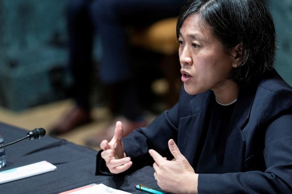 US Trade Representative Katherine Tai testifies before a Senate Appropriations subcommittee during a hearing on Capitol Hill, in Washington, United States, 28 April 28 2021 (Photo: Sarah Silbiger/Pool via Reuters).