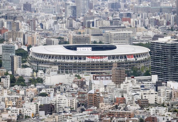 The National Stadium, the main venue of the Tokyo Olympics and Paralympics, 22 June 2021 (Photo: Kyodo via Reuters).
