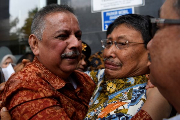 Former Chief Executive of Indonesian State Electricity Utility Perusahaan Listrik Negara (PLN) Sofyan Basir reacts after he has been cleared in a graft case related to a power plant project at Corruption Court in Jakarta, Indonesia, 11 November 2019 (Photo: Reuters/Antara Foto).