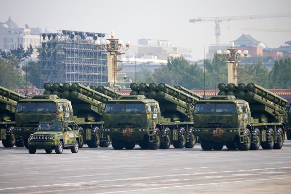 A Dongfeng-41 intercontinental strategic nuclear missiles group formation marches to celebrate the 70th anniversary of the founding of the People's Republic of China in Beijing, 1 October 2019 (Photo: Reuters).