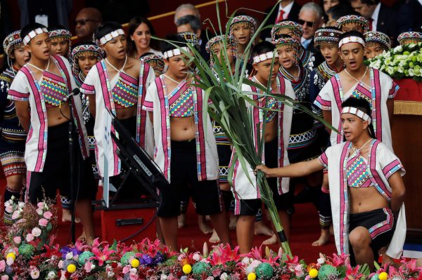 Indigenous Taiwanese perform during the National Day celebrations in Taipei, Taiwan, 10 October 2018 (Photo: Reuters/Tyrone Siu)