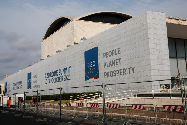 General view of the G20 Media center at the Palazzo dei Congressi in Rome's EUR district, Italy, 22 October 2021 (Photo: Reuters/Remo Casilli).