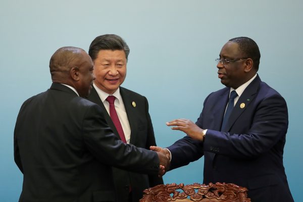 Chinese President Xi Jinping with South Africa's President Cyril Ramaphosa and Senegal's President Macky Sall attend the 2018 Beijing Summit of Forum on China-Africa Cooperation joint news conference at the Great Hall of the People in Beijing, China, 4 September 2018 (Photo: Reuters/Lintao Zhang).