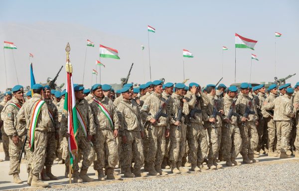 Tajik service members line up during military drills carried out by the Russia-led Collective Security Treaty Organisation (CSTO) at the Harb-Maidon training ground, Khatlon, Tajikistan 23 October. (Photo: REUTERS/Didor Sadulloev)