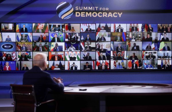 US President Joe Biden convenes a virtual summit with leaders from democratic nations at the State Department's Summit for Democracy, at the White House, in Washington, United States, 9 December, 2021 (Photo: Reuters/Leah Millis).