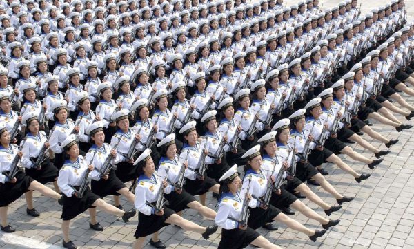 North Korea's female sailors parade in central Pyongyang, April 25, 2007 (PHOTO: REUTERS/Korea News Service)