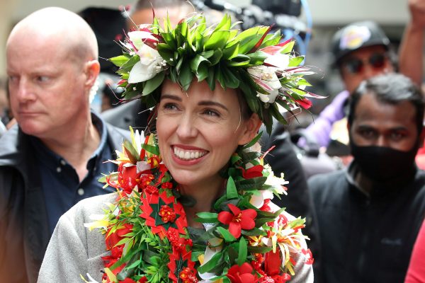 New Zealand's Prime Minister Jacinda Ardern smiles during a campaign outing at Mangere Town Centre, Auckland, New Zealand, 10 October 2020. (Photo REUTERS/Fiona Goodall)