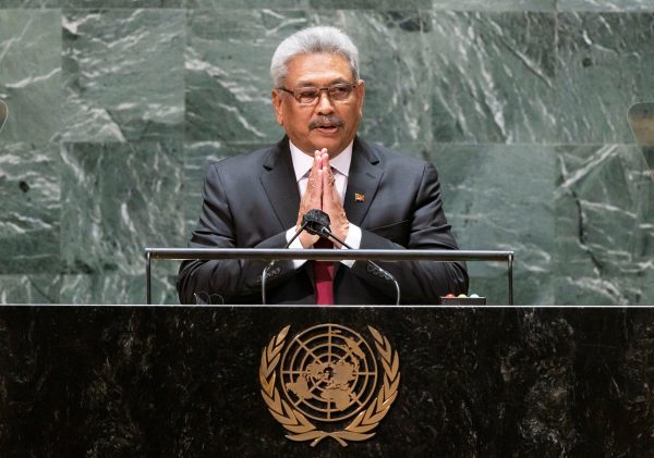 Sri Lanka's President Gotabaya Rajapaksa addresses the General Debate of the 76th Session of the United Nations General Assembly in New York City, 22 September 2021 (Photo: Justin Lane/Reuters)