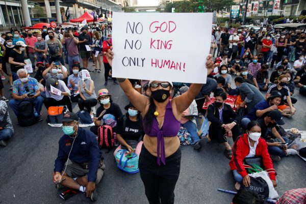 Protest against Thailand's lese majeste law, in Bangkok