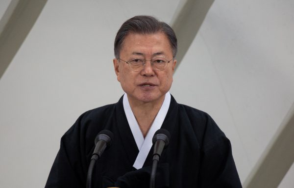 South Korean President Moon Jae-in speaks in Seoul, South Korea, 1 March 2022 (Photo: Jeon Heon-Kyun/Pool via REUTERS)