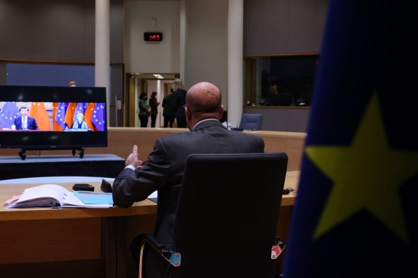 Charles Michel, President of the European Council, has virtual meeting with Chinese President Xi Jinping, as the 27-nation bloc seeks assurances that Beijing won't help Russia to circumvent economic sanctions leveled over the invasion of Ukraine, 1 April 2022 (Photo: Reuters/Eyepress Images).