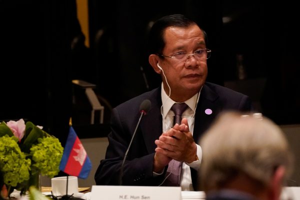 Cambodian Prime Minister Hun Sen attends a meeting with ASEAN leaders and US business representatives as part of the US-ASEAN Special Summit in Washington, United States, 12 May 2022 (PHOTO: Elizabeth Frantz via Reuters Connect)
