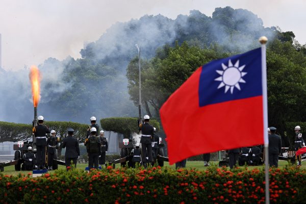 Cannons are fired in a salute during a visit by Tuvalu's Prime Minister Kausea Natano in Taipei, Taiwan, 5 September 2022 (Photo: REUTERS/Ann Wang).