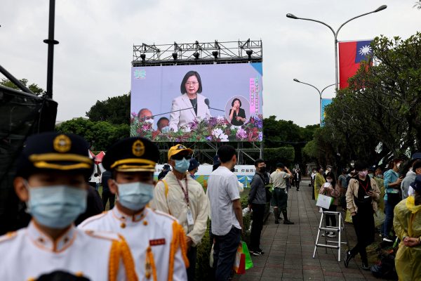 A big screen shows Taiwan's President Tsai Ing-wen giving a speech on National Day in Taipei, Taiwan, 10 October 2022 (Photo: REUTERS/Ann Wang via Reuters Connect)