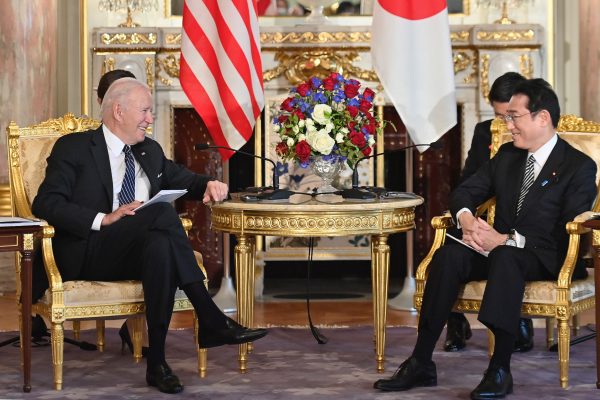 US President Joe Biden and Japanese Prime Minister Fumio Kishida attend the Japan-US summit meeting at Akasaka Palace State Guest House, Tokyo, Japan, 23 May 2022 (Photo: Reuters/ZUMA Press Wire/Pool/DPA).