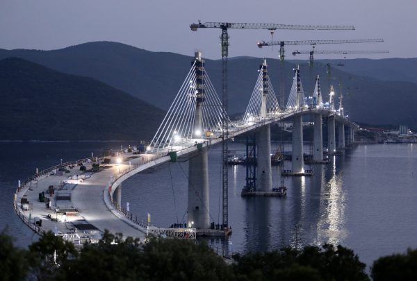 A general view shows the construction site of the Peljesac bridge in Komarna, Croatia, 28 July 2021. Picture taken July 28, 2021. (Photo: Reuters/Ivo Cagalj).