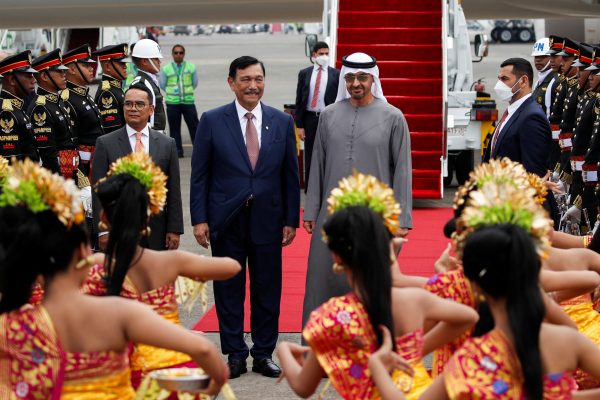 Indonesia's Coordinating Minister of Maritime Affairs and Investment Luhut Pandjaitan is seen with United Arab Emirates President Sheikh Mohammed bin Zayed Al-Nahyan as he arrives at Ngurah Rai International Airport ahead of the G20 Summit in Bali, Indonesia, 14 November 2022. (Photo: REUTERS/Ajeng Dinar Ulfiana)