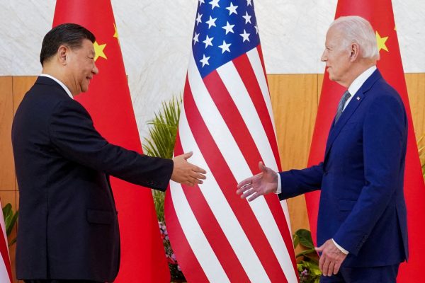 Joe Biden meets Xi Jinping on the sidelines of the G20 leaders' summit in Bali, Indonesia, 14 November 2022 (Photo: Reuters/Kevin Lamarque).