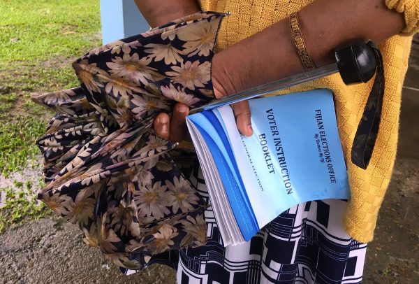 Voter instruction booklet, Suva, Fiji, 14 November 2018 (Photo: Reuters/Stringer).