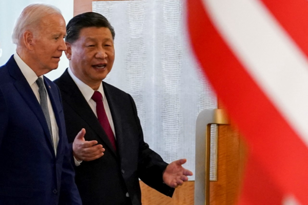 US President Joe Biden meets with Chinese President Xi Jinping on the sidelines of the G20 leaders' summit in Bali, Indonesia, 14 November 2022 (Photo: Reuters/Kevin Lamarque).