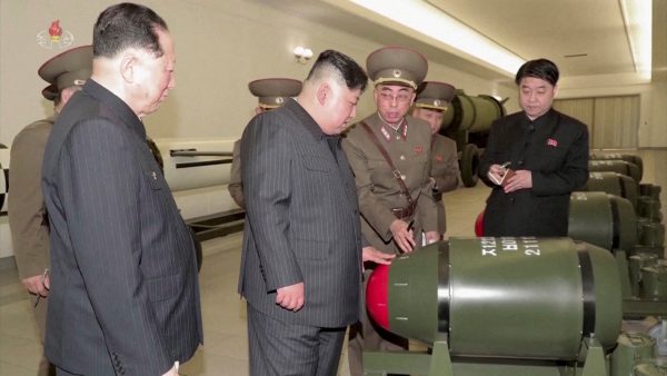 A screen grab from an undated video shows North Korean leader Kim Jong-un inspecting nuclear warheads at an undisclosed location (Photo: Reuters/KRT).