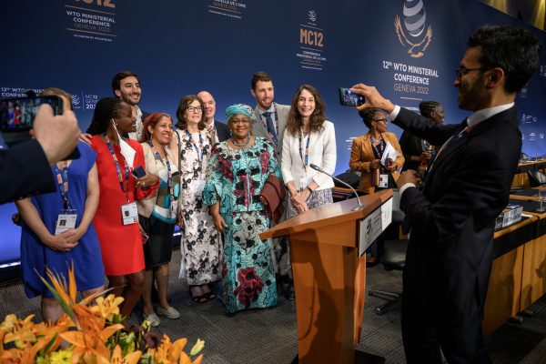World Trade Organization (WTO) Director-General Ngozi Okonjo-Iweala poses for a picture after a closing session of a WTO Ministerial Conference at the WTO headquarters in Geneva, Switzerland, 17 June, 2022 (Photo: Fabrice Coffrini/Pool via Reuters).