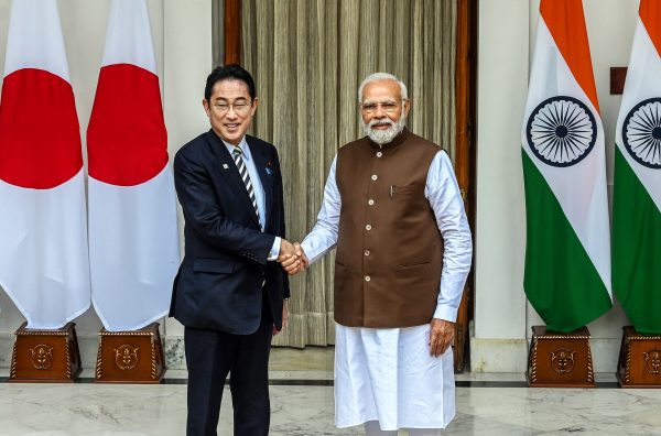 Prime Minister Narendra Modi with Japanese Prime Minister Fumio Kishida, at Hyderabad House on 20 March 2023 (Photo: Reuters)