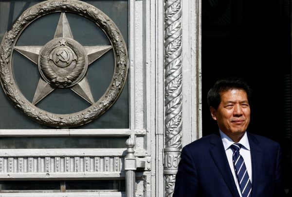 Chinese Special Envoy for Eurasian Affairs Li Hui leaves the headquarters of the Russian foreign ministry following talks in Moscow, Russia, 26 May 26 2023 (Photo: Maxim Shemetov/Reuters).