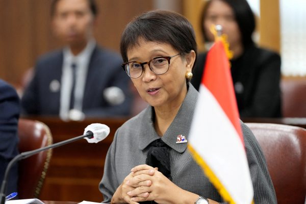 Indonesian Foreign Minister Retno Marsudi speaks during a joint commission meeting between South Korea and Indonesia at the Foreign Ministry in Seoul, South Korea, 31 March 2023 (Photo: Lee Jin-man/Pool via Reuters).