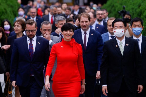 The Speaker of the Chamber of the Deputies of Czech Republic Marketa Pekarova Adamova leaves after visiting the parliament in Taipei, Taiwan, 28 March 2023 (Photo: Reuters/Ann Wang).