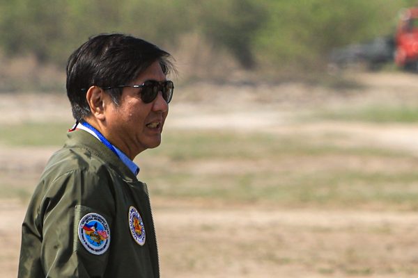 Filipino President Ferdinand Marcos Jr. at a naval base watches the Combined Joint Littoral Live Fire Exercise in San Miguel, Zambales, The Philippines on 28 April 2023. (Photo: Reuters/Ceng Shou Yi/NurPhoto)NO USE FRANCE