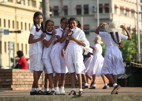 Sri Lankan school children visit Galle Face promenade in Colombo, Sri Lanka, 15 December 2022 (Photo: Pradeep Dambarage/NurPhoto via Reuters).