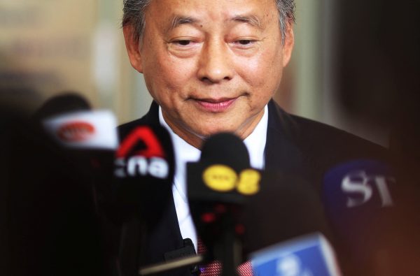 Potential presidential candidate George Goh takes questions from the media outside the Elections Department in Singapore 13 June 2023 (Photo: Reuters/Edgar Su).