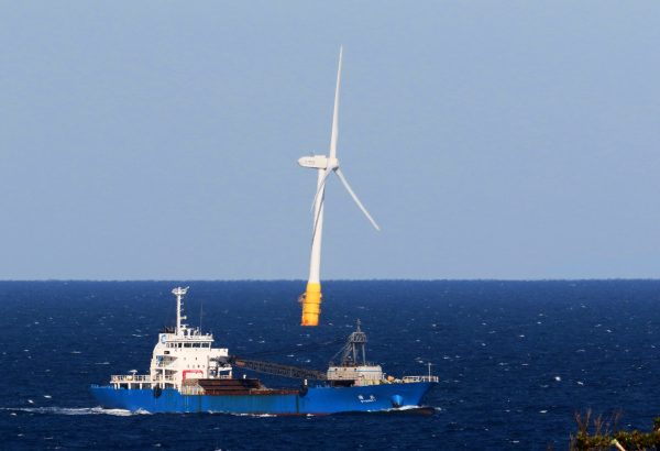 An offshore wind farm is set up by Goto City and Toda Corporation at the Gotō Islands in Goto City, Nagasaki Prefecture, Japan, 6 October 2020 (Photo: The Yomiuri Shimbun)
