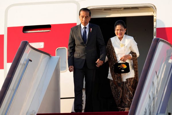 Indonesian President Joko Widodo arrives at Beijing Capital International Airport to attend the Third Belt and Road Forum in Beijing, China, 16 October 2023 (Photo: Reuters/Ken Ishii).