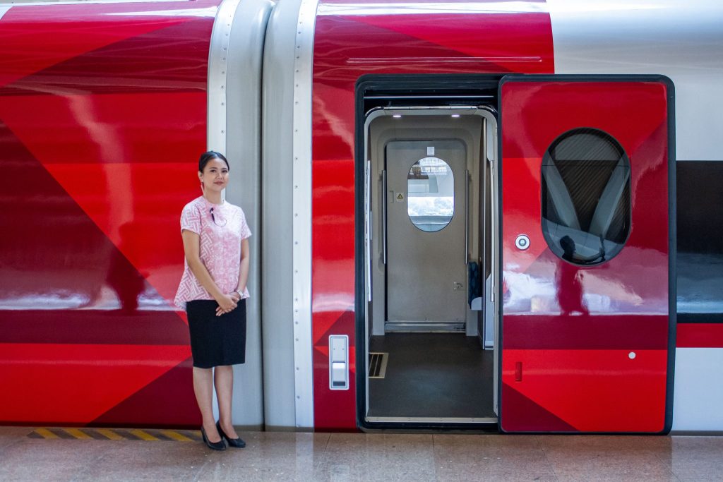 Train Stewardess on the platform at Halim high-speed railway station on 16 September 2023 in Jakarta, Indonesia (Photo: Reuters/Algi Febri Sugita).