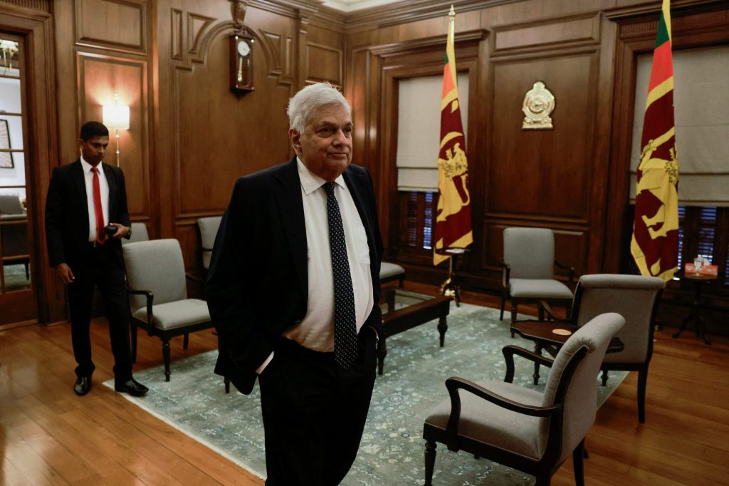 Sri Lanka's President Ranil Wickremesinghe looks on as he attends an interview with Reuters at his office in Colombo, Sri Lanka, 28 November 2023 (Photo: Reuters/Dinuka Liyanawatte).