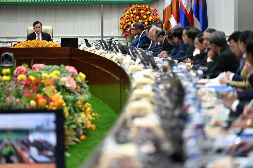 Cambodia Prime Minister Hun Manet attends his first cabinet meeting in Phnom Penh, Cambodia 24 August 2023. (Photo: Reuters/Tang Chhin Sothy)
