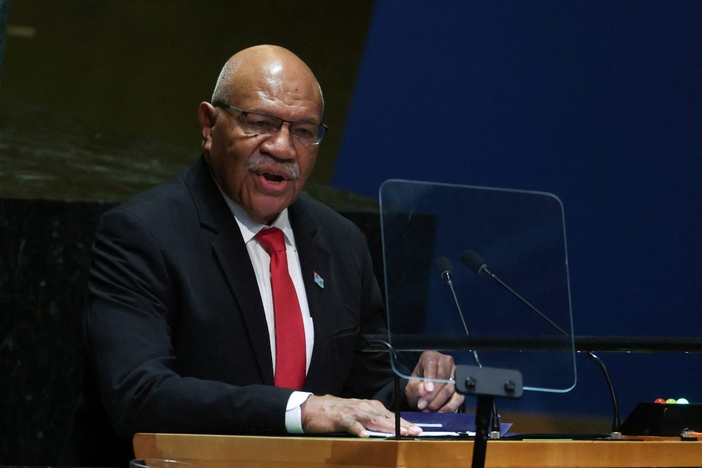 Prime Minister of Fiji Sitiveni Ligamamada Rabuka addresses the 78th United Nations General Assembly at UN headquarters in New York City, United States, 22 September, 2023 (Photo: Reuters/Mike Segar).