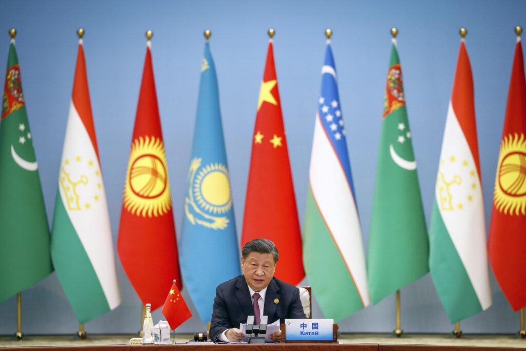 Chinese President Xi Jinping delivers a speech at the China-Central Asia Summit in Xian in the central Chinese province of Shaanxi on 19 May 2023 (Photo: Reuters/Kyodo).