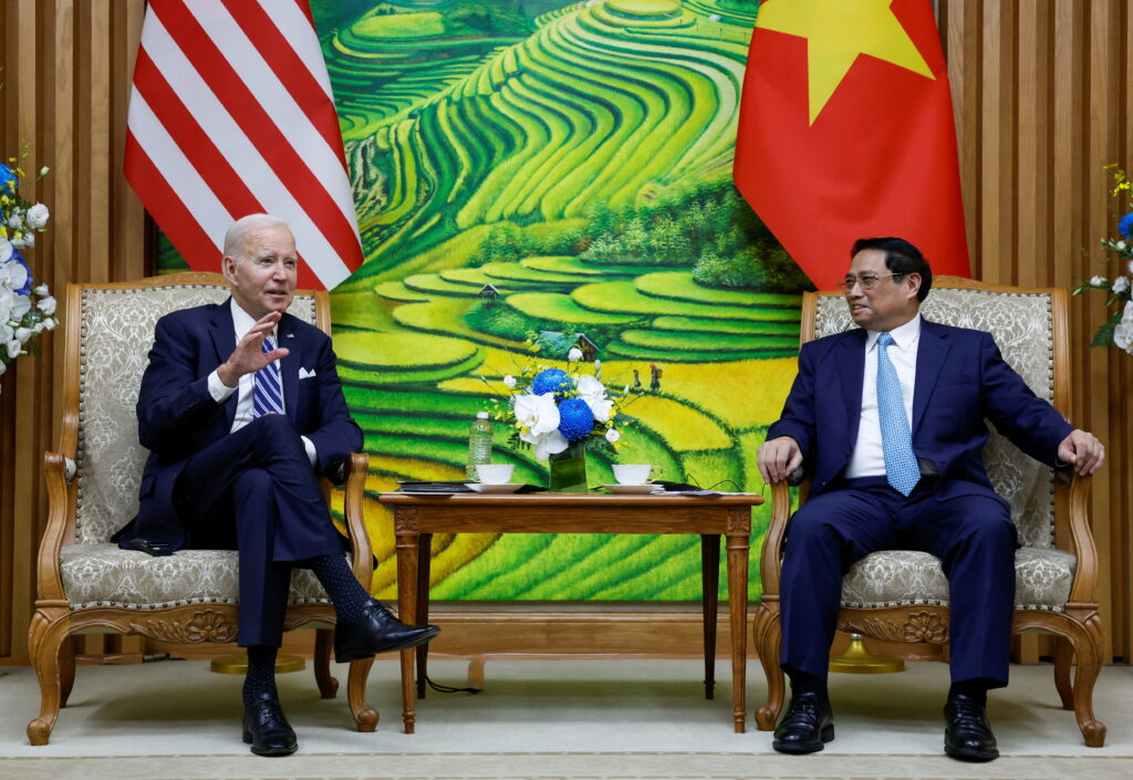 US President Joe Biden meets with Vietnam's Prime Minister Pham Minh Chinh in Hanoi, Vietnam, 11 September 2023. (Photo: REUTERS/Evelyn Hockstein)