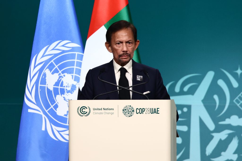 Sultan Hassanal Bolkiah of Brunei during the United Nations Climate Change Conference COP28 High Level Segment meeting in Dubai, United Arab Emirates on 1 December 2023 (Photo: Jakub Porzycki/NurPhoto via Reuters).