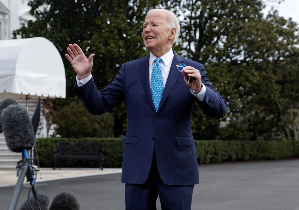 United States President Joe Biden speaks to the media before he departs the White House for Florida, in Washington, United States., 30 January 2024. (Photo: Reuters/Evelyn Hockstein)
