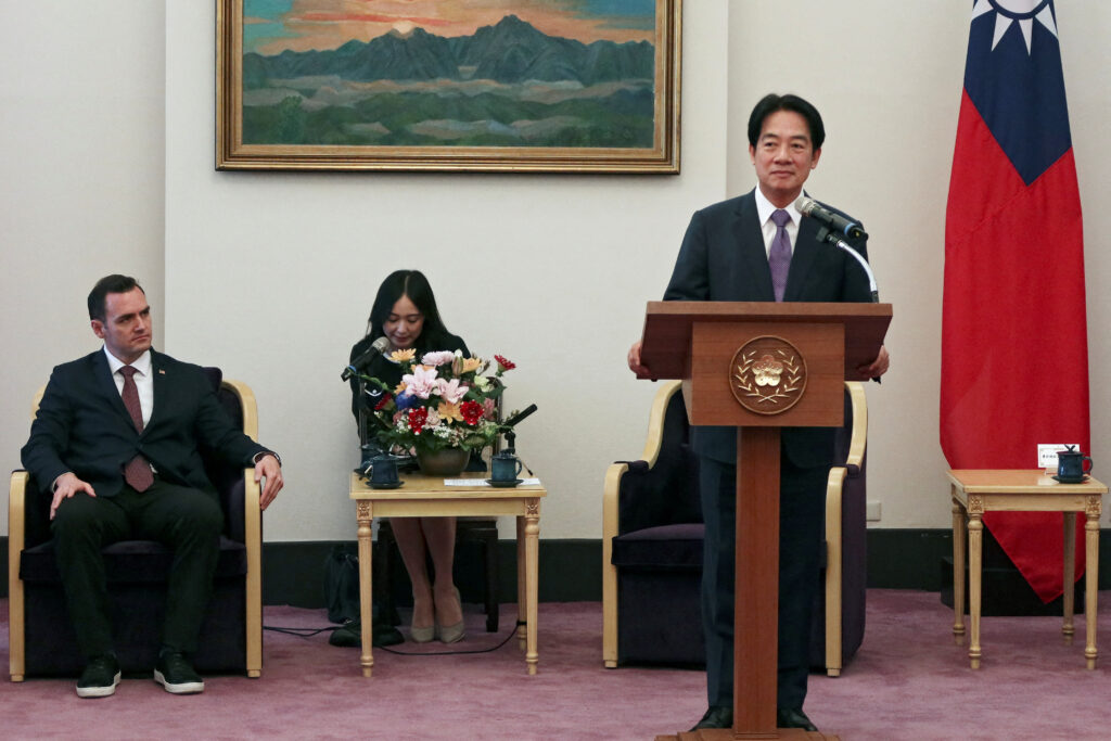Taiwan President-elect Lai Ching-te speaks at a meeting with U.S. Representative Mike Gallagher (R-WI) at the presidential palac, Taipei, Taiwan, 22 February 2024 (Photo: REUTERS/Ben Blanchard).