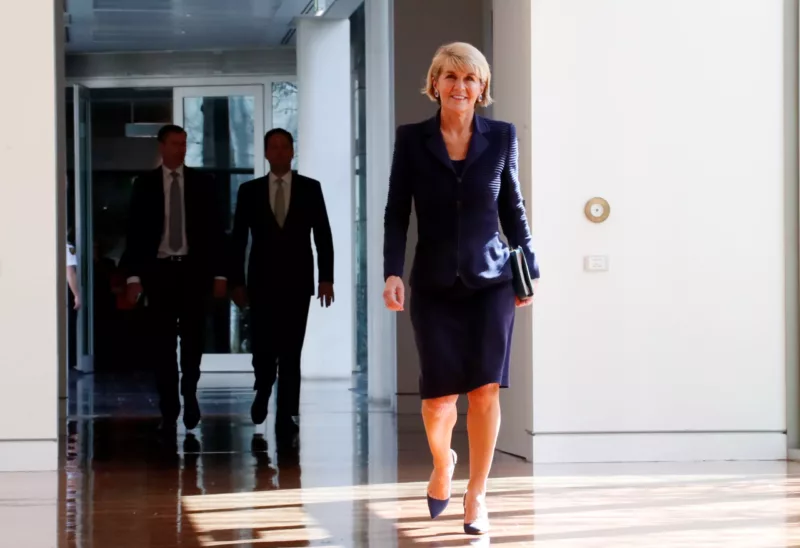Australian Minister for Foreign Affairs Julie Bishop arrives for a party meeting in Canberra, Australia, 24 August 2018 (Photo: REUTERS/David Gray).